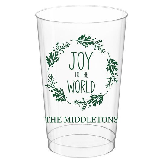 Joy to the World Wreath Clear Plastic Cups